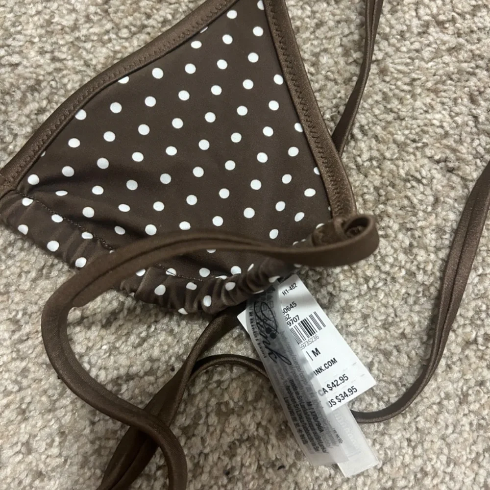 Frankie's Bikinis Brown Polka Dot Triangle Bikini Top